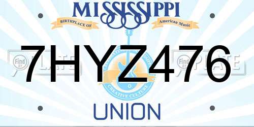 7HYZ476 Mississippi License Plate
