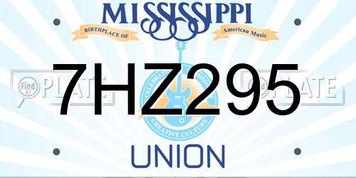 7HZ295 Mississippi License Plate