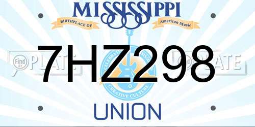 7HZ298 Mississippi License Plate