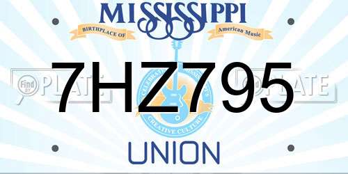 7HZ795 Mississippi License Plate