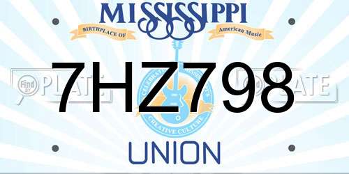 7HZ798 Mississippi License Plate