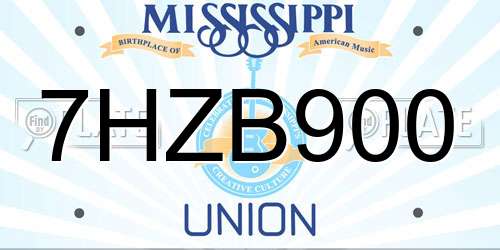 7HZB900 Mississippi License Plate