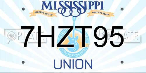 7HZT95 Mississippi License Plate