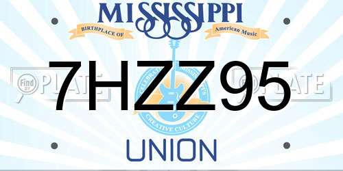 7HZZ95 Mississippi License Plate