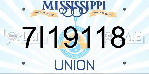 7I19118 Mississippi License Plate