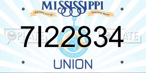 7I22834 Mississippi License Plate