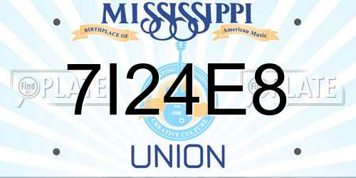 7I24E8 Mississippi License Plate