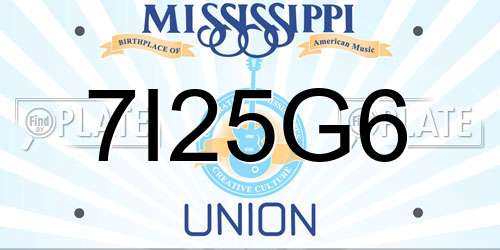 7I25G6 Mississippi License Plate