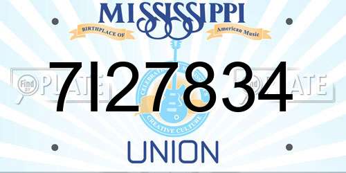 7I27834 Mississippi License Plate