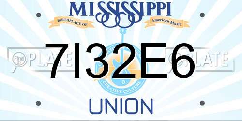 7I32E6 Mississippi License Plate