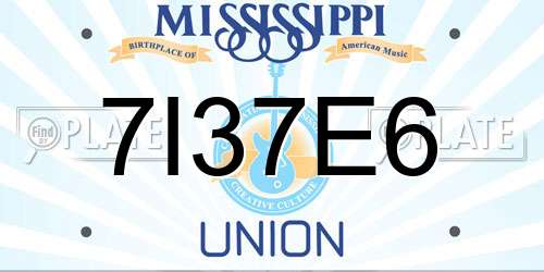 7I37E6 Mississippi License Plate