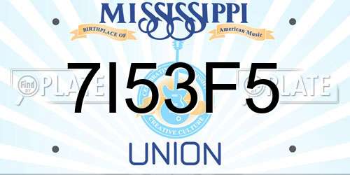 7I53F5 Mississippi License Plate