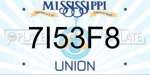 7I53F8 Mississippi License Plate