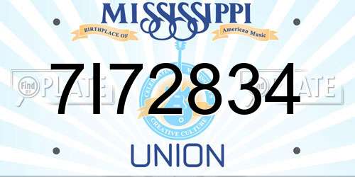 7I72834 Mississippi License Plate
