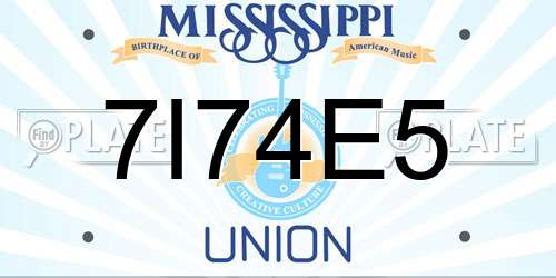 7I74E5 Mississippi License Plate