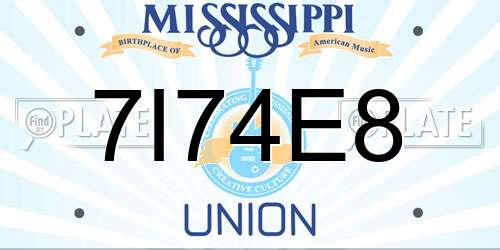 7I74E8 Mississippi License Plate