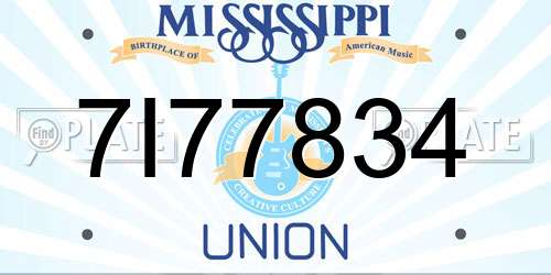 7I77834 Mississippi License Plate