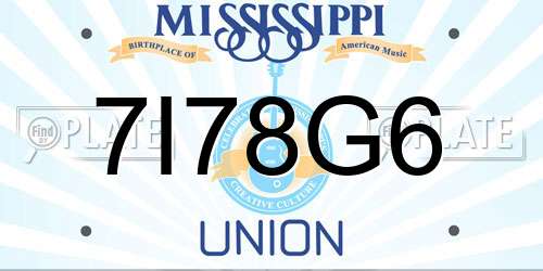 7I78G6 Mississippi License Plate
