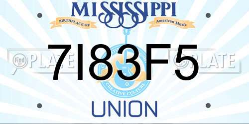 7I83F5 Mississippi License Plate