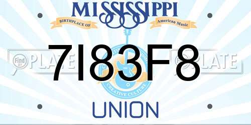 7I83F8 Mississippi License Plate