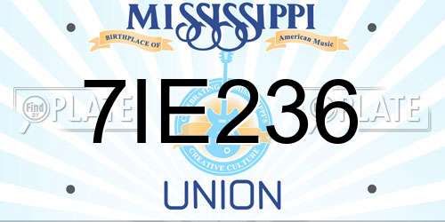 7IE236 Mississippi License Plate