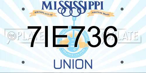 7IE736 Mississippi License Plate