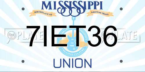 7IET36 Mississippi License Plate