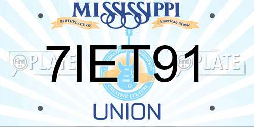 7IET91 Mississippi License Plate