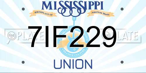 7IF229 Mississippi License Plate