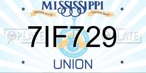 7IF729 Mississippi License Plate