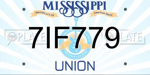 7IF779 Mississippi License Plate
