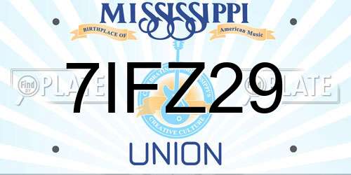 7IFZ29 Mississippi License Plate