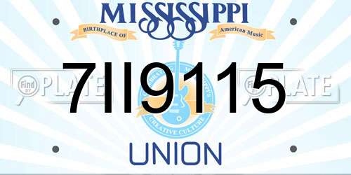 7II9115 Mississippi License Plate