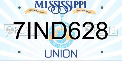 7IND628 Mississippi License Plate