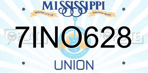 7INO628 Mississippi License Plate