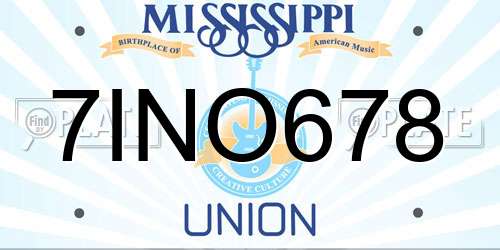 7INO678 Mississippi License Plate