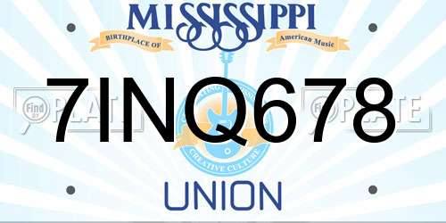 7INQ678 Mississippi License Plate