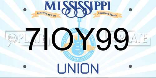 7IOY99 Mississippi License Plate