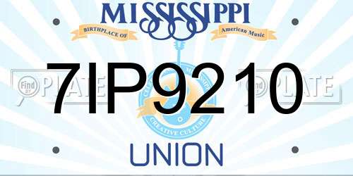 7IP9210 Mississippi License Plate