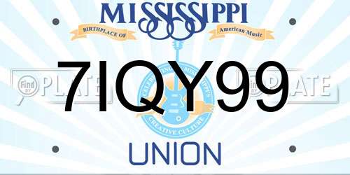 7IQY99 Mississippi License Plate