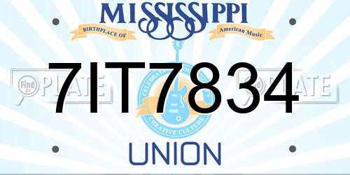7IT7834 Mississippi License Plate