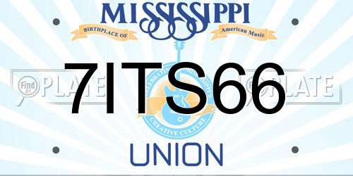 7ITS66 Mississippi License Plate