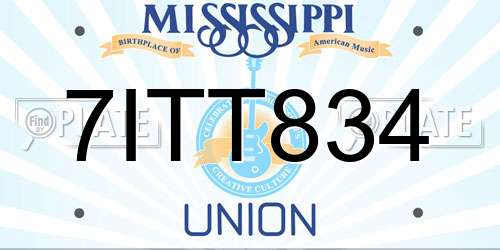 7ITT834 Mississippi License Plate