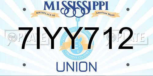 7IYY712 Mississippi License Plate