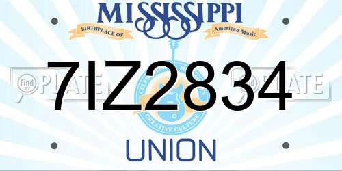 7IZ2834 Mississippi License Plate