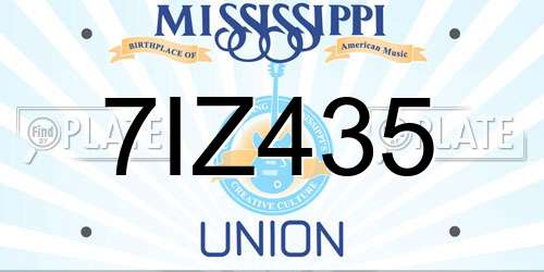 7IZ435 Mississippi License Plate