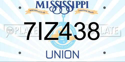 7IZ438 Mississippi License Plate