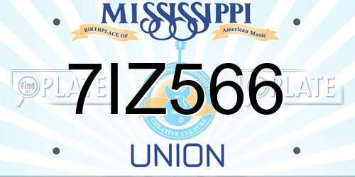 7IZ566 Mississippi License Plate