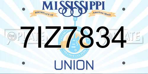 7IZ7834 Mississippi License Plate