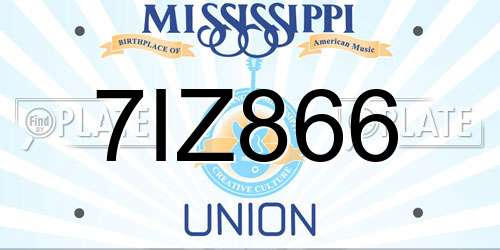 7IZ866 Mississippi License Plate